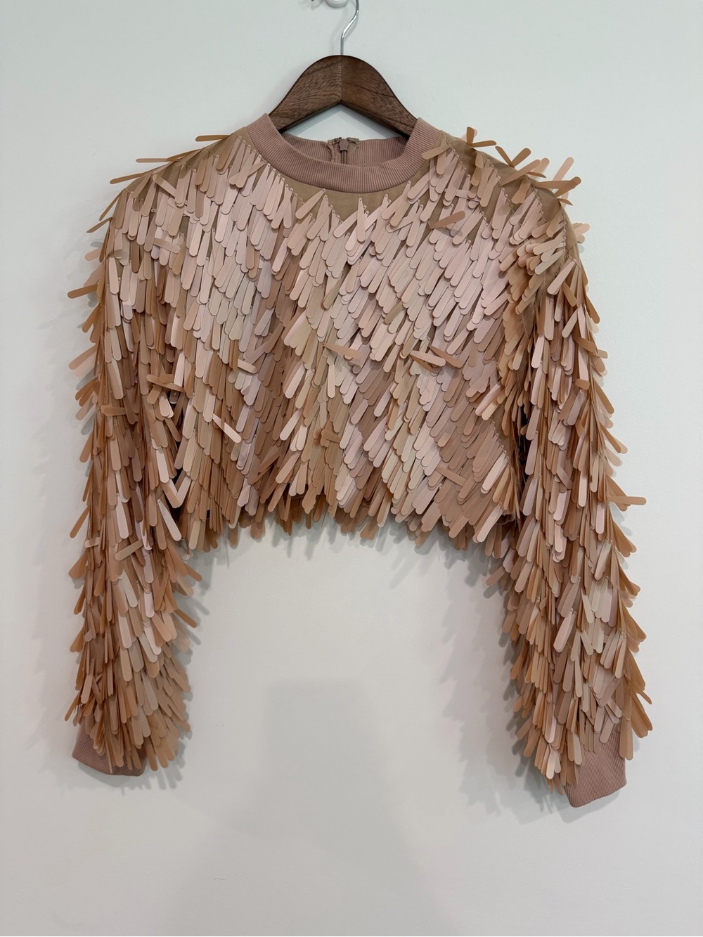 ASOS Edition Blush Fringe Statement Crop Top Size 0
